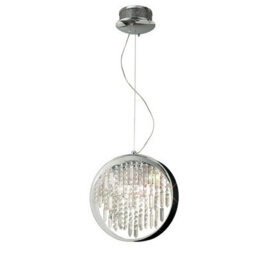 Luminosa Lighting Luminosa Geo Pendant Black Shade 9 Light G4 Polished Chrome/crystal, Not Led/cfl Compatible