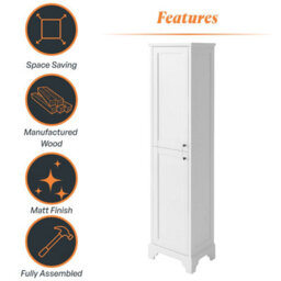 Plum&clay Belmont White Traditional Floor Standing Bathroom Tall Storage Unit - thumbnail 4