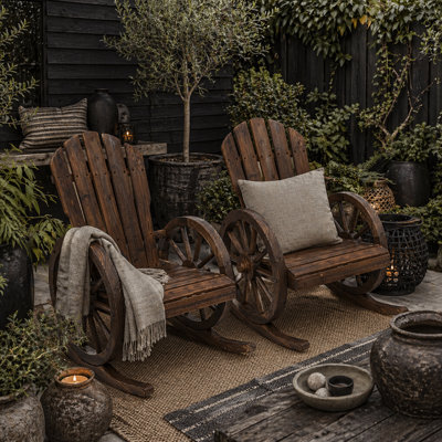 Wyld Haus Bamo Set Of 2 Carbonized Fir Wood Adirondack Rocking Chairs With Reclining Back - Pair - image 1
