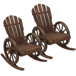 Wyld Haus Bamo Set Of 2 Carbonized Fir Wood Adirondack Rocking Chairs With Reclining Back - Pair - thumbnail 2