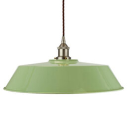 Mint Green Large Chancery Painted Dome Pendant Light With Brushed Chrome Lamp Holder And Grey Twisted Cable - Se Home - thumbnail 1