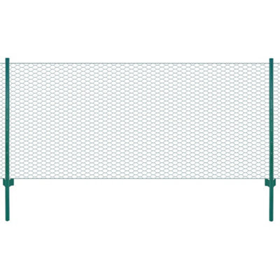 Vidaxl Wire Mesh Fence With Posts Steel 25X1 M Green - image 1