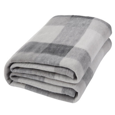 OHS Wholesale Pack Of 10 X Check Print Soft Fleece Blanket Throw, 120 X 150Cm