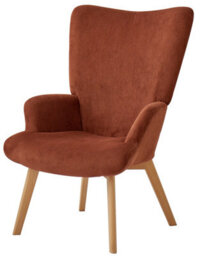 Nordlys Solid Wood And Terracotta Corduroy Lounge Chair Modern Design Style Living Room - thumbnail 2