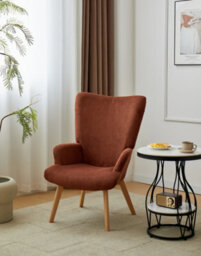 Nordlys Solid Wood And Terracotta Corduroy Lounge Chair Modern Design Style Living Room - thumbnail 3