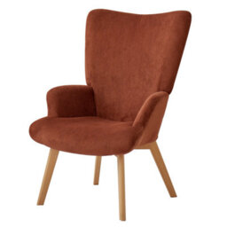 Nordlys Solid Wood And Terracotta Corduroy Lounge Chair Modern Design Style Living Room - thumbnail 1