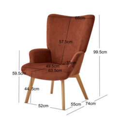 Nordlys Solid Wood And Terracotta Corduroy Lounge Chair Modern Design Style Living Room - thumbnail 6