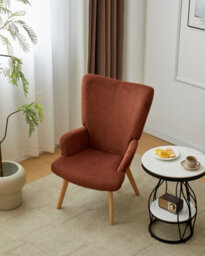 Nordlys Solid Wood And Terracotta Corduroy Lounge Chair Modern Design Style Living Room - thumbnail 4