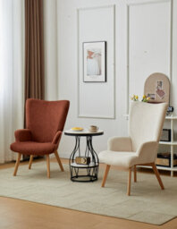 Nordlys Solid Wood And Terracotta Corduroy Lounge Chair Modern Design Style Living Room - thumbnail 5