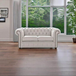 Chesterfield 2 Seater Shelly Almond Leather Sofa Settee Bespoke In Classic Style - thumbnail 3