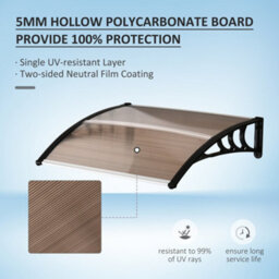 Outsunny Outdoor Window Door Canopy With Awning Porch Uv Water Cover Brown - thumbnail 4