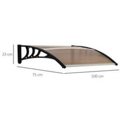 Outsunny Outdoor Window Door Canopy With Awning Porch Uv Water Cover Brown - thumbnail 3