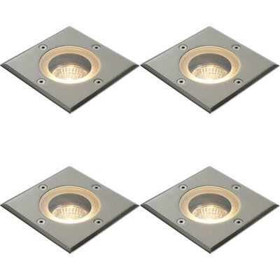 4 Pack Marine Grade Ip65 Square Ground Light - 50W Gu10 - Stainless Steel - image 1