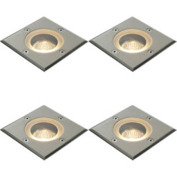 4 Pack Marine Grade Ip65 Square Ground Light - 50W Gu10 - Stainless Steel - thumbnail 1
