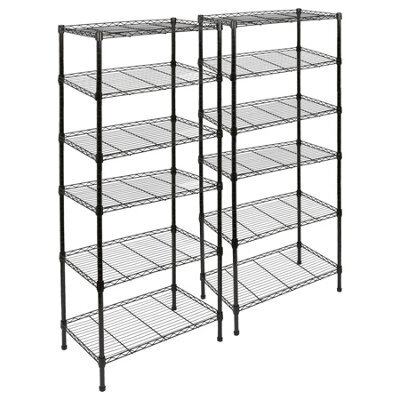 Harbour Housewares 2X 6-Tier Wire Shelving Units Black 60X35X183Cm Adjustable Metal Storage Racks For Garage, Kitchen, Workshop - image 1