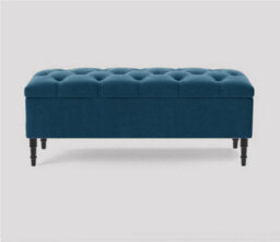 120Cm Swiss Chesterfield Ottoman Storage Bench- Plush Velvet Shoe Bench - Emerald Green Upholstery Footstool With Storage