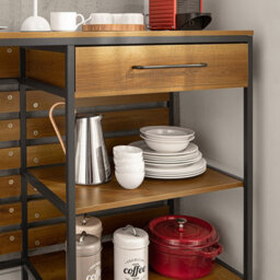 Sobuy Fsb71-Pf, Kitchen Island On Wheels With Worktop Kitchen Trolley Cabinet With Drawer And Shelves, Butchers Block Trolley - thumbnail 7