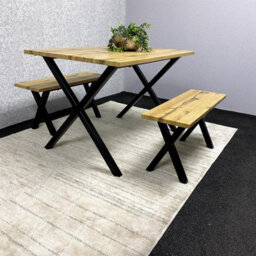 Kosy Koala Modern Dining Table And 2 Benches Set  Wooden Effect Dining Table Set - Dining Room Furniture - thumbnail 9