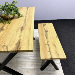 Kosy Koala Modern Dining Table And 2 Benches Set  Wooden Effect Dining Table Set - Dining Room Furniture - thumbnail 7