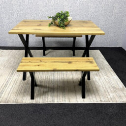 Kosy Koala Modern Dining Table And 2 Benches Set  Wooden Effect Dining Table Set - Dining Room Furniture - thumbnail 5