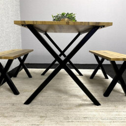 Kosy Koala Modern Dining Table And 2 Benches Set  Wooden Effect Dining Table Set - Dining Room Furniture - thumbnail 6