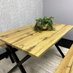 Kosy Koala Modern Dining Table And 2 Benches Set  Wooden Effect Dining Table Set - Dining Room Furniture - thumbnail 2