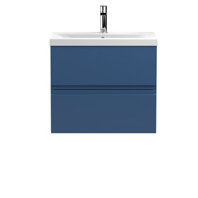 Hudson Reed Urban Satin Blue Wall Hung 2 Drawer Vanity Unit And Basin With Silent Close, 540 X 610 X 390 - image 1