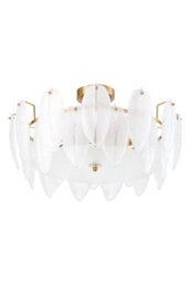 Thehotsale E14 48Cm Dia Frosted Glass Feathers Lampshade Ceiling Light Fixture For Livingroom,bedrooms Or Dining Areas - thumbnail 6