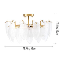 Thehotsale E14 48Cm Dia Frosted Glass Feathers Lampshade Ceiling Light Fixture For Livingroom,bedrooms Or Dining Areas - thumbnail 9