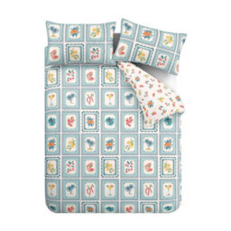 Catherine Lansfield Riviera Tiles Reversible Single Duvet Cover Set With Pillowcase Blue - thumbnail 5