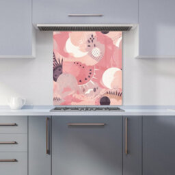 Warren Reed Designer Abstract Pink White Premium Glass Kitchen Splashback W900mm X H750mm - thumbnail 6