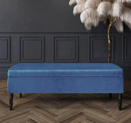 Safar Plain 180Cm Ottoman Storage Bench - Plush Velvet Shoe Bench - Duck Egg Upholstery Footstool With Storage