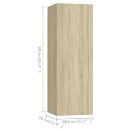 Walplus Tv Cabinets 4 Pcs Sonoma Oak 30.5X30X90 Cm Engineered Wood - thumbnail 5