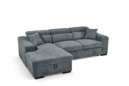 Blue Chenille Fabric 1C2 Corner Sofabed With Storage Arthur - thumbnail 4