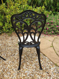Sh&g Scotney 2 Seat Bistro Set - 3 Piece Round Table & Chairs - Black Aluminium With Cream Cushions - Indoor & Outdoor - thumbnail 5