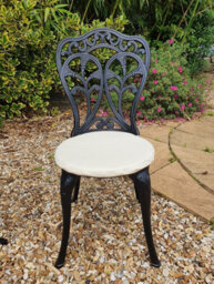 Sh&g Scotney 2 Seat Bistro Set - 3 Piece Round Table & Chairs - Black Aluminium With Cream Cushions - Indoor & Outdoor - thumbnail 3