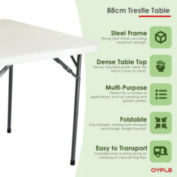 Oypla 2Ft 10In 88Cm Folding Heavy Duty Outdoor Trestle Party Garden Table - thumbnail 5