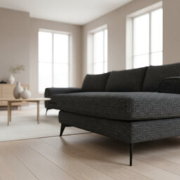 Abakus Direct Venice Chenille Corner Sofa In Black Right Facing With Deep Seats And Extra-Wide Padded Arms - thumbnail 6