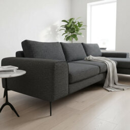 Abakus Direct Venice Chenille Corner Sofa In Black Right Facing With Deep Seats And Extra-Wide Padded Arms - thumbnail 2