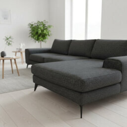 Abakus Direct Venice Chenille Corner Sofa In Black Right Facing With Deep Seats And Extra-Wide Padded Arms - thumbnail 3