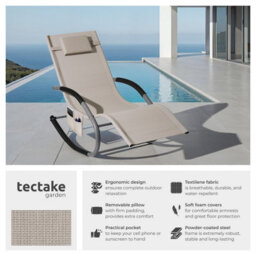 Tectake Set Of 2 Sun Lounger Taya With A Modern Design, Rocking Function And Breathable Surface - Beige - thumbnail 2