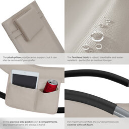 Tectake Set Of 2 Sun Lounger Taya With A Modern Design, Rocking Function And Breathable Surface - Beige - thumbnail 5