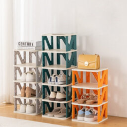 Thehotsale 4 Tier Foldable Plastic Shoe Rack With Superior Anti-Fall Design