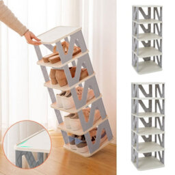Thehotsale 4 Tier Foldable Plastic Shoe Rack With Superior Anti-Fall Design - thumbnail 4