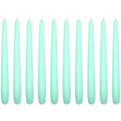 "SolaDirect Tapered Dinner Candles, Pack Of 10, Unscented, Long Burning Time, 24 Cm / 19.45"" (Fresh Mint, Matt)" - image 1
