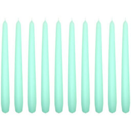 "SolaDirect Tapered Dinner Candles, Pack Of 10, Unscented, Long Burning Time, 24 Cm / 19.45"" (Fresh Mint, Matt)" - thumbnail 1