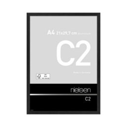 Nielsen C2 Brushed Black Aluminium Picture Frame A4, 21X29.7Cm - With Float Glass And Push/turn Clips
