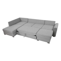 Wilma U Shaped Sofa Bed With Hr Foam Storage And Wooden Legs 305X188Cm For Living Room Black Left - thumbnail 4
