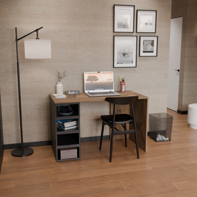 Decorotika Poyraz Computer Desk Walnut Black - image 1
