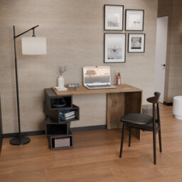 Decorotika Poyraz Computer Desk Walnut Black - thumbnail 4